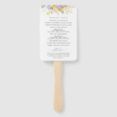 Paarse bloemen, gele bloemen, huwelijksprogramma handwaaier (Achterkant)