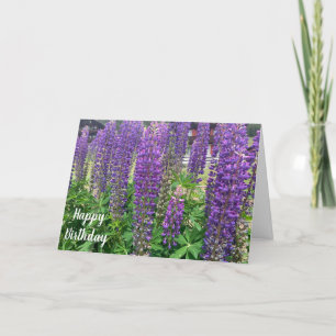 Paarse Bloemen Gelukkig Verjaardag Kaart