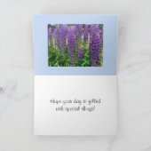 Paarse bloemen Gelukkige Verjaardag Kaart (Binnen)