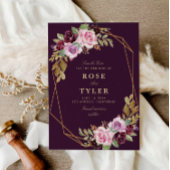paarse bloemen geometrische save the date kaart