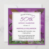 Paarse Bloemen Gepersonaliseerd 50ste Verjaardag P Kaart (Voorkant)