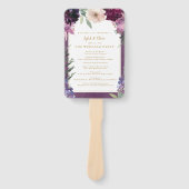 Paarse Bloemen | Gepersonaliseerd trouwprogramma Handwaaier (Voorkant)