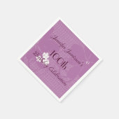 Paarse Bloemen Gepersonaliseerde 100ste Verjaardag Servet (Hoek)