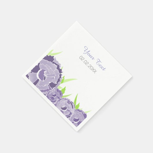 paarse bloemen gepersonaliseerde bruiloft servette servetten (Hoek)