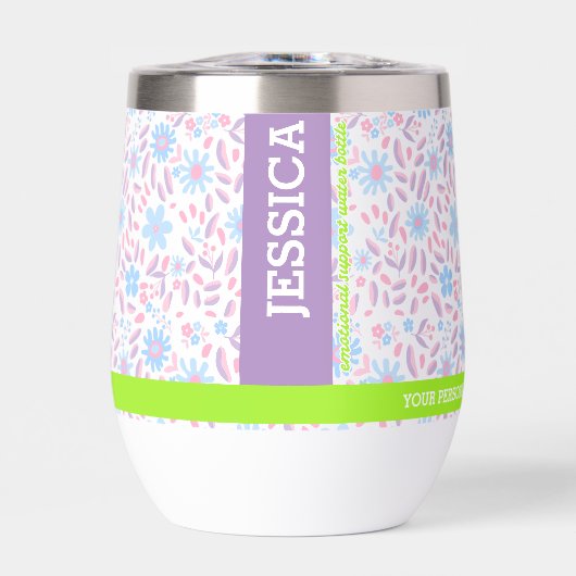 Paarse Bloemen Gepersonaliseerde Naam & Monogram (Voorkant)