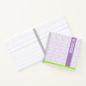 Paarse Bloemen Gepersonaliseerde Naam & Monogram Notitieboek (Binnen)
