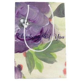 Paarse Bloemen Geschenktas Medium Cadeauzakje