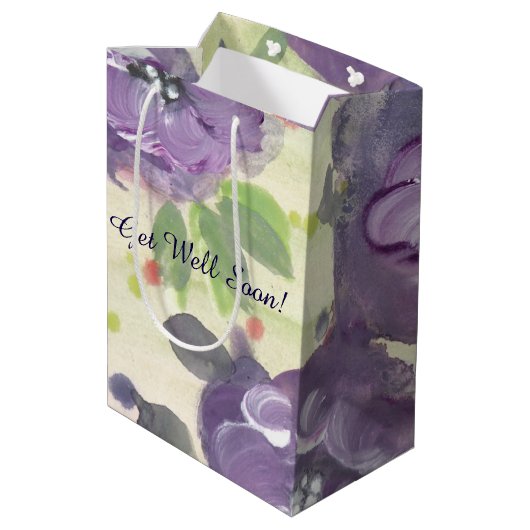 Paarse Bloemen Geschenktas Medium Cadeauzakje (Achterkant Gekanteld)