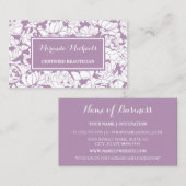 Paarse bloemen Girly gecertificeerd schoonheidsspe Visitekaartje (Voorkant / Achterkant)