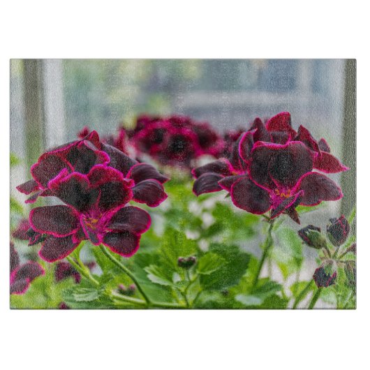 Paarse bloemen glas snijplank (Voorkant)