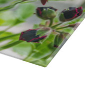 Paarse bloemen glas snijplank (Hoek)