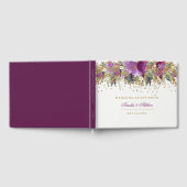 Paarse Bloemen Glitter Amethist Bruiloft Gastenboe Gastenboek (Volledig)