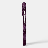 Paarse bloemen glitterpatroon monogram Case-Mate iPhone case (Achterkant / Links)
