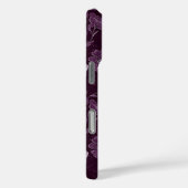 Paarse bloemen glitterpatroon monogram Case-Mate iPhone case (Achterkant / Rechts)