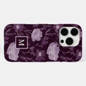 Paarse bloemen glitterpatroon monogram Case-Mate iPhone case (Achterkant (horizontaal))