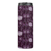 Paarse bloemen glitterpatroon monogram thermosbeker (Achterkant)