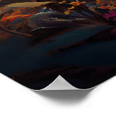 Paarse Bloemen & Gloeiende Ogen Robot Poster (Hoek)