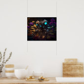 Paarse Bloemen & Gloeiende Ogen Robot Poster (Keuken)