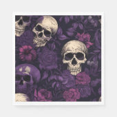 Paarse Bloemen Gothic Schedel Halloween Servet (Voorkant)