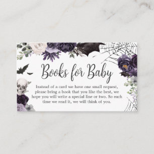 Paarse Bloemen Gotisch Baby shower Boeken voor Bab Informatiekaartje