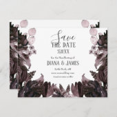 Paarse Bloemen Gotische Boho Pagan Handfasten Save The Date (Voorkant / Achterkant)