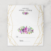 Paarse Bloemen Goud Geometrische Tafel Plaats Kaar Plaatskaartje (Buitenkant ongevouwen)