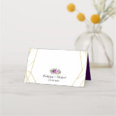 Paarse Bloemen Goud Geometrische Tafel Plaats Kaar Plaatskaartje (Achterkant)