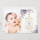 Paarse bloemen & gouden Lijst foto meisje toewijdi Kaart (Voorkant)