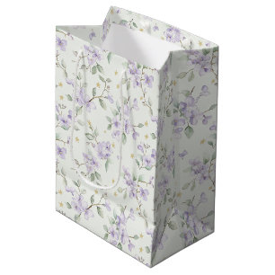 Paarse Bloemen Gouden Sterren Manen Baby Shower Medium Cadeauzakje