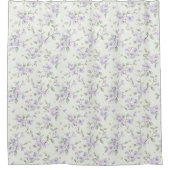 Paarse bloemen Gouden sterren Manen Douchegordijn (Voorkant)