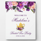 Paarse Bloemen Gouden Vrijgezellenfeest Thee Welko Fotoplaat (Voorkant)