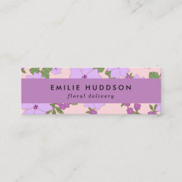 Paarse bloemen, groen, bloemist, bloemenwinkel mini visitekaartje