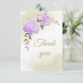 paarse bloemen groen botanisch bedankkaart (Staand voorkant)