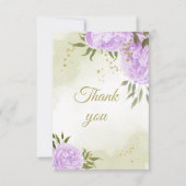 paarse bloemen groen botanisch bedankkaart (Voorkant)