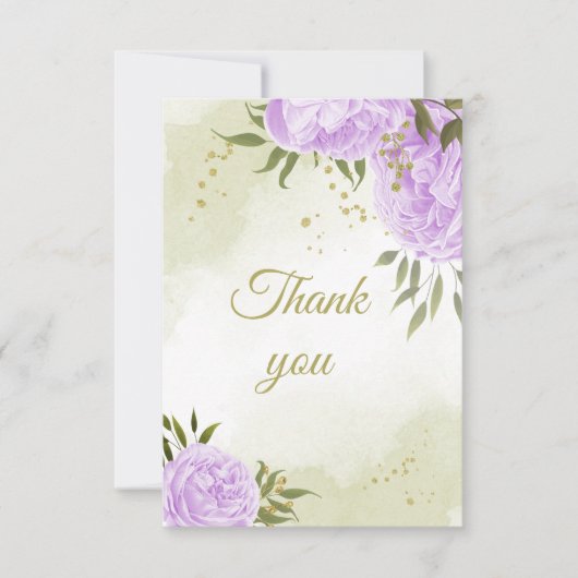 paarse bloemen groen botanisch bedankkaart (Voorkant)