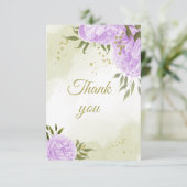 paarse bloemen groen botanisch bedankkaart (Staand voorkant)