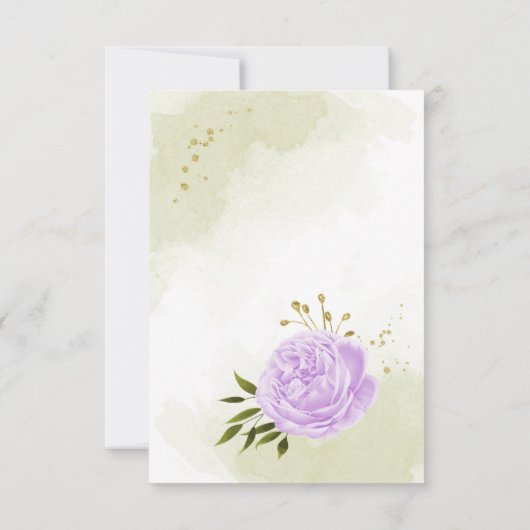 paarse bloemen groen botanisch bedankkaart (Achterkant)