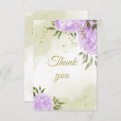 paarse bloemen groen botanisch bedankkaart (Voorkant / Achterkant)
