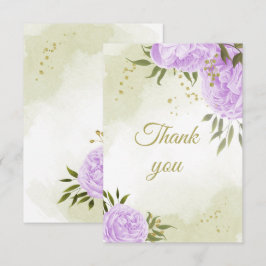 paarse bloemen groen botanisch bedankkaart