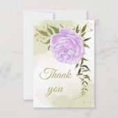 paarse bloemen groen botanisch bedankkaart (Voorkant)