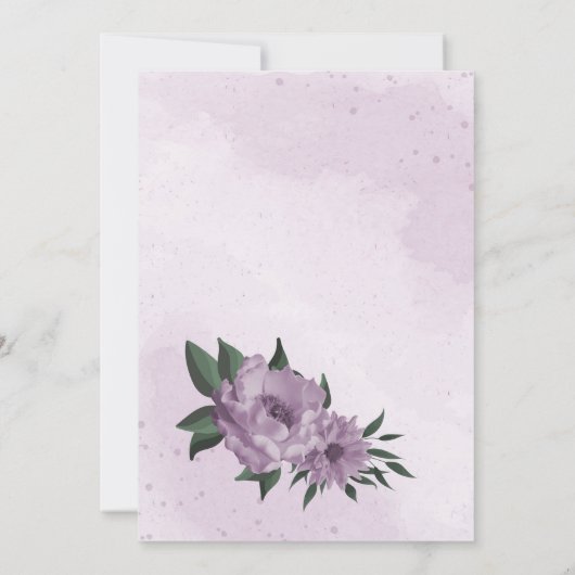 Paarse bloemen groen botanisch vrijgezellenfeest kaart (Achterkant)