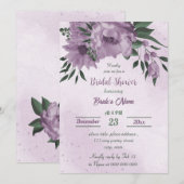 Paarse bloemen groen botanisch vrijgezellenfeest kaart (Voorkant / Achterkant)