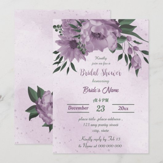 Paarse bloemen groen botanisch vrijgezellenfeest kaart (Voorkant / Achterkant)