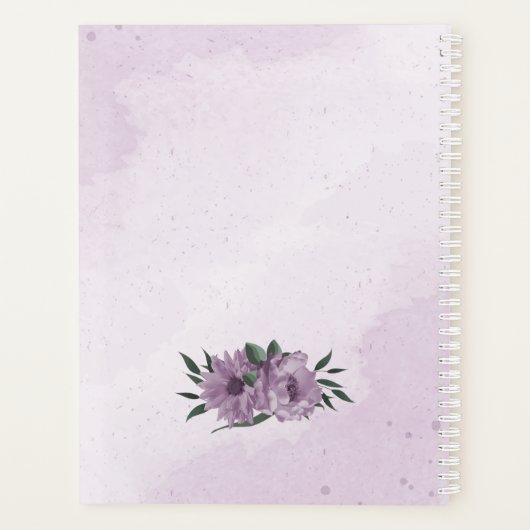 paarse bloemen groen - botanische bruiloft planner (Achterkant)