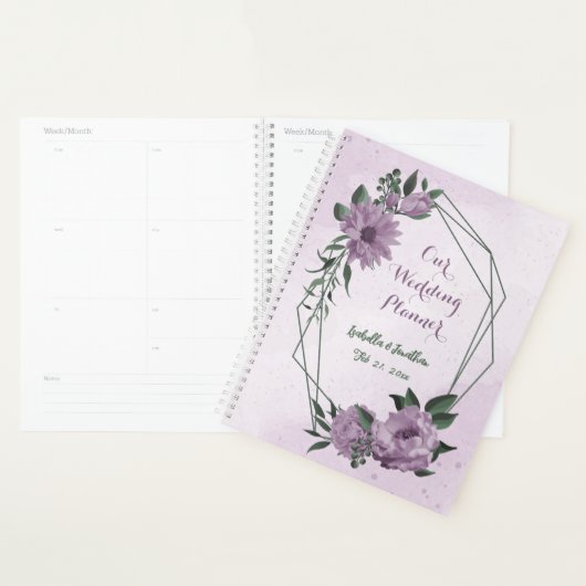 paarse bloemen groen - botanische bruiloft planner (Display)