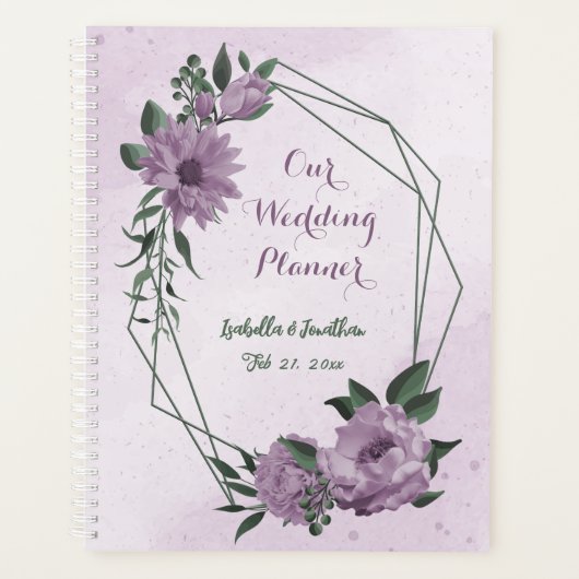 paarse bloemen groen - botanische bruiloft planner (Voorkant)