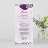 Paarse bloemen groen bruiloft menu (Staand voorkant)