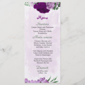 Paarse bloemen groen bruiloft menu (Voorkant)