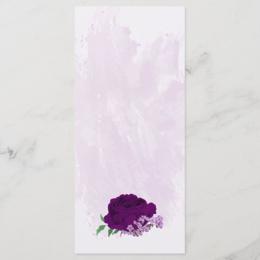 Paarse bloemen groen bruiloft menu (Achterkant)