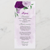 Paarse bloemen groen bruiloft menu (Voorkant)